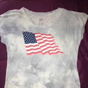American flag soft blue tie dye shirt